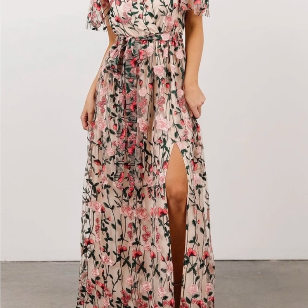 NWOT Baltic Born Marseille Floral Maxi Dress with Pink and Green Accents Medium